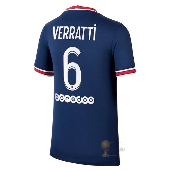 Calcio Maglie NO.6 Verratti Home Maglia Paris Saint Germain 2021 2022 Blu