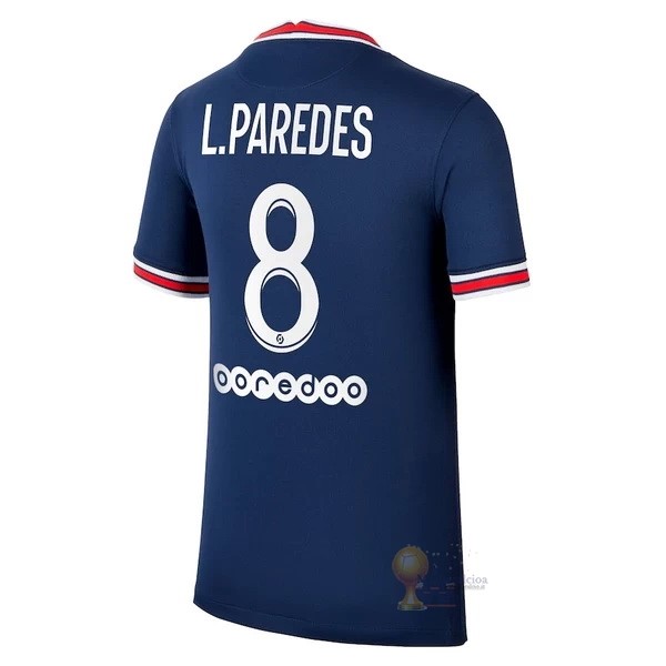 Calcio Maglie NO.8 Paredes Home Maglia Paris Saint Germain 2021 2022 Blu