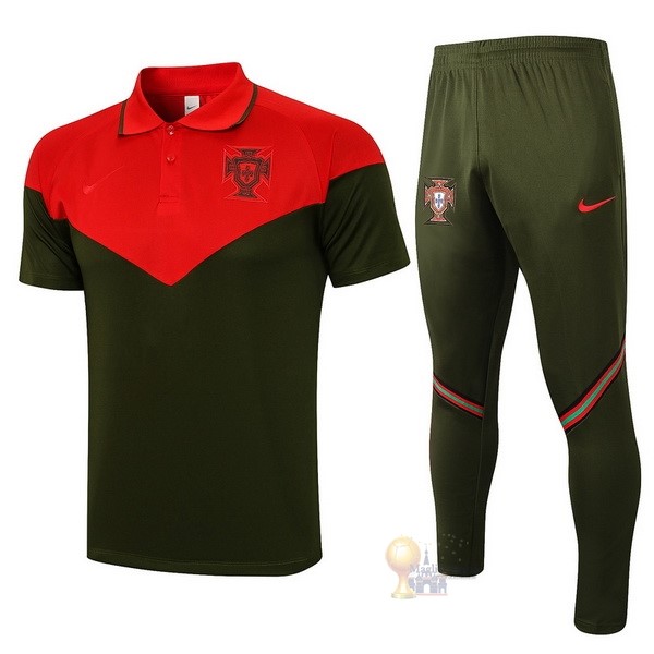 Calcio Maglie Polo Portogallo 2021 Rosso Nero Verde