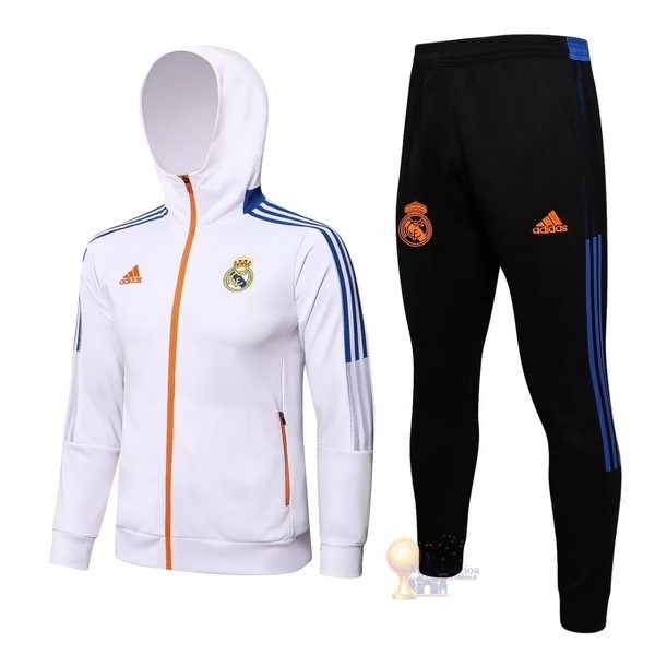 Calcio Maglie Felpa Cappuccio Real Madrid 2021 2022 Bianco Nero