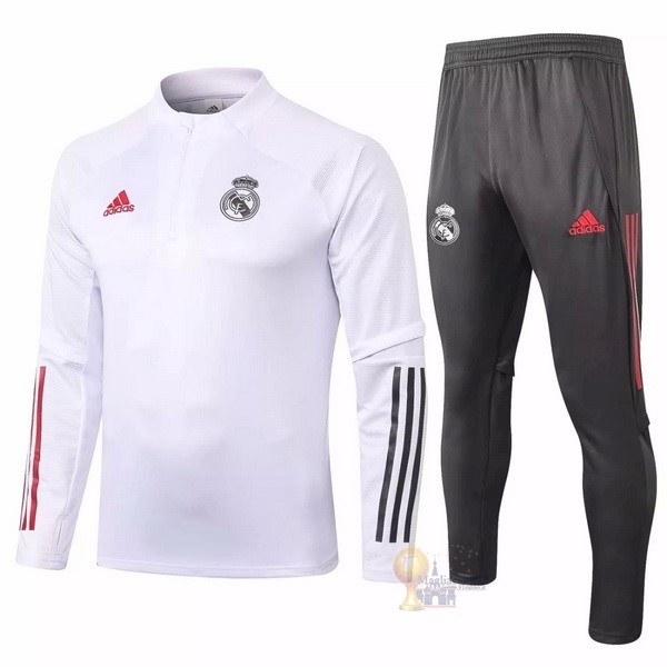 Calcio Maglie Giacca Real Madrid 2020 2021 Bianco Grigio