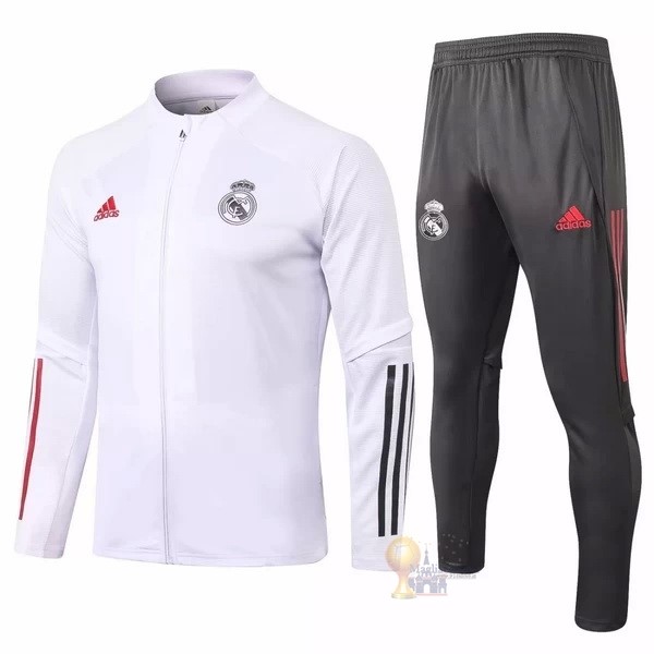 Calcio Maglie Giacca Real Madrid 2020 2021 Bianco Grigio Rosso