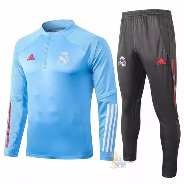 Calcio Maglie Giacca Real Madrid 2020 2021 Blu Luce Grigio