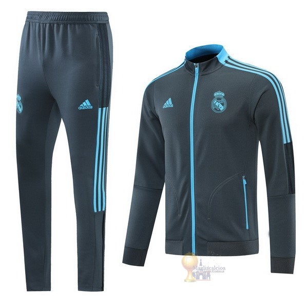 Calcio Maglie Giacca Real Madrid 2021 2022 Grigio Navy Blu