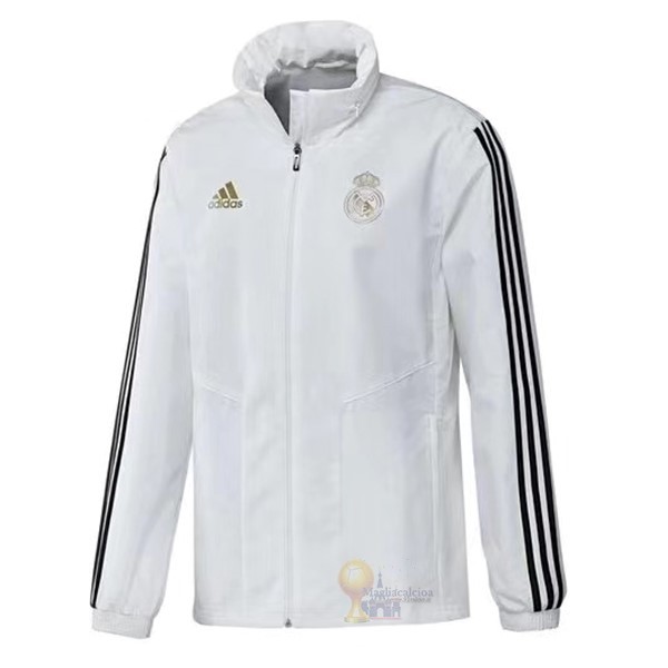 Calcio Maglie Giacca a vento Real Madrid 2019 2020 Bianco Nero