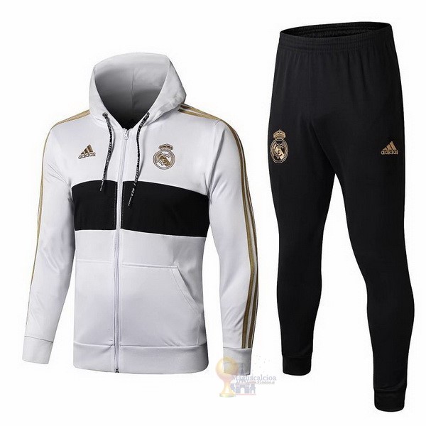 Calcio Maglie Tuta Presentazione Real Madrid 2019 2020 Bianco Giallo Nero