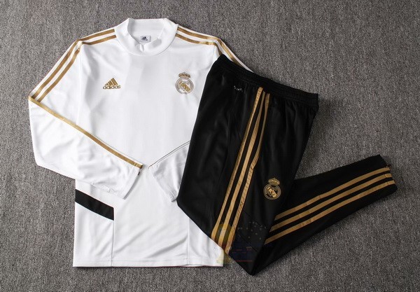 Calcio Maglie Tuta Presentazione Bambino Real Madrid 2019 2020 Bianco Nero Giallo
