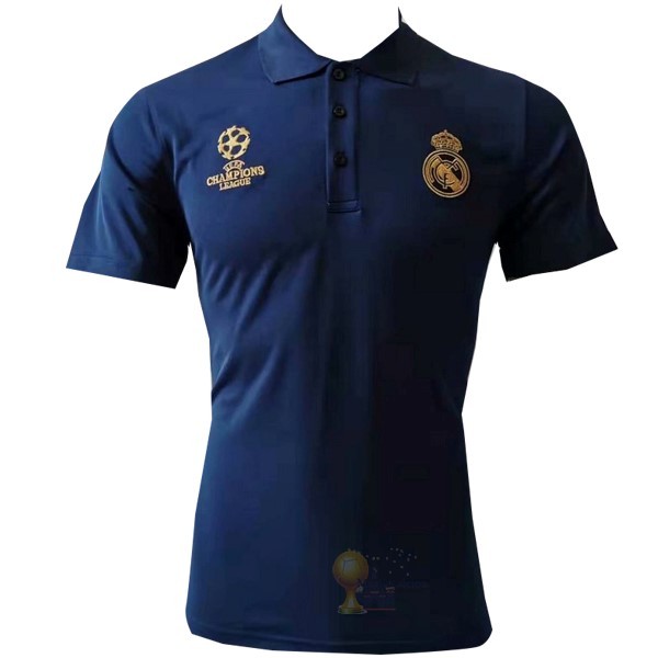 Calcio Maglie Polo Real Madrid 2019 2020 Blu Giallo