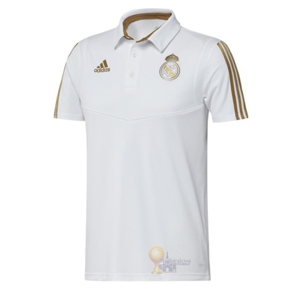 Calcio Maglie Polo Real Madrid 2019 2020 Giallo Bianco