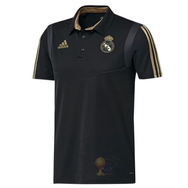 Calcio Maglie Polo Real Madrid 2019 2020 Nero Giallo