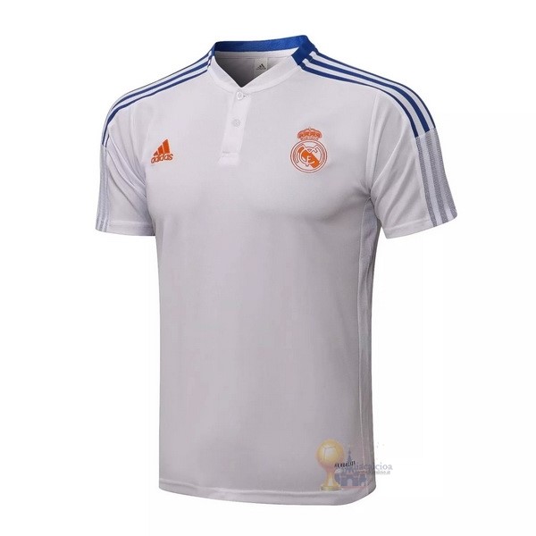 Calcio Maglie Polo Real Madrid 2021 2022 Bianco Blu