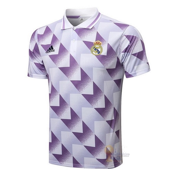 Calcio Maglie Polo Real Madrid 2022 2023 Purpureo Bianco