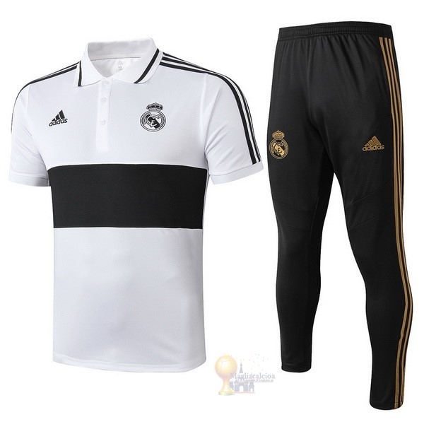 Calcio Maglie Set Completo Polo Real Madrid 2019 2020 Bianco Nero