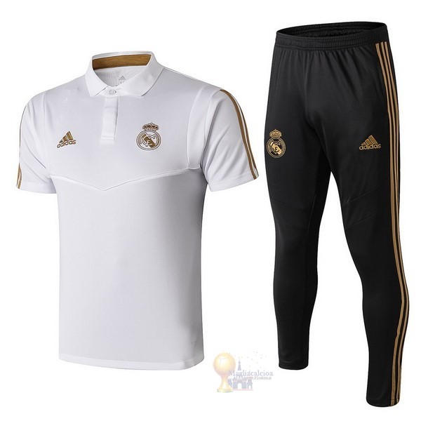 Calcio Maglie Set Completo Polo Real Madrid 2019 2020 Nero Bianco