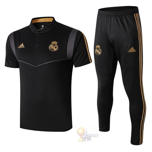Calcio Maglie Set Completo Polo Real Madrid 2019 2020 Nero Grigio