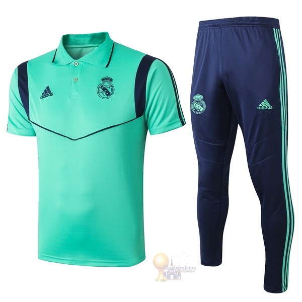 Calcio Maglie Set Completo Polo Real Madrid 2019 2020 Verde Blu