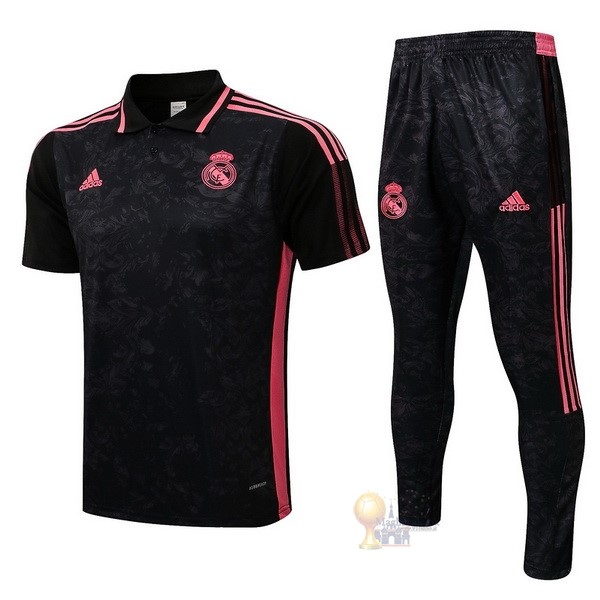 Calcio Maglie Set Completo Polo Real Madrid 2021 2022 Nero Rosa