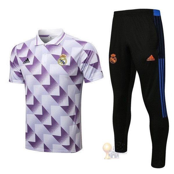 Calcio Maglie Set Completo Polo Real Madrid 2022 2023 Purpureo Bianco