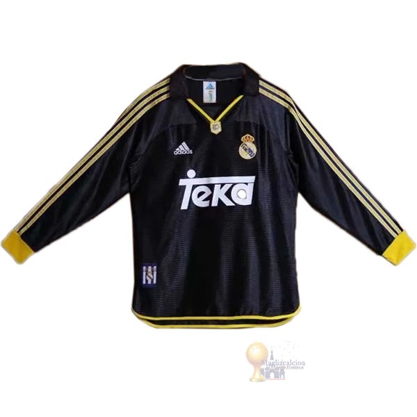 Calcio Maglie Away Maglia Manica lunga Real Madrid Stile rétro 1999 2000 Nero