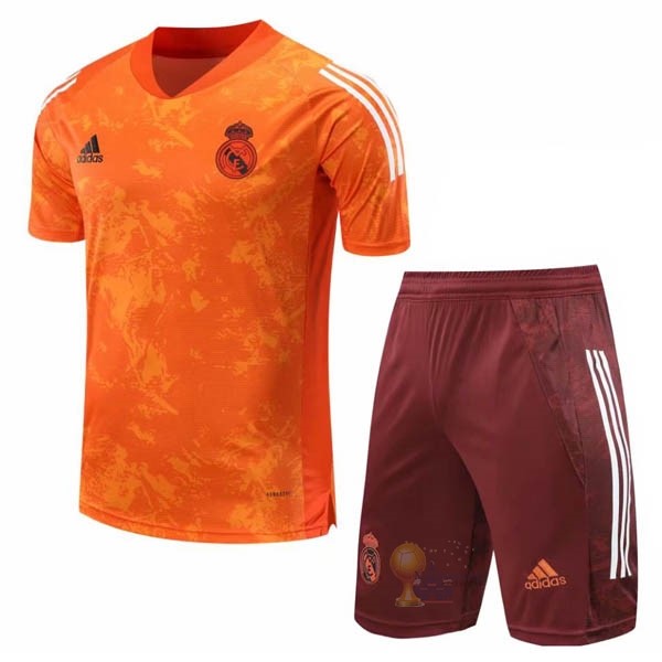 Calcio Maglie Entrenamiento Conjunto Completo Real Madrid 2020 2021 Arancione