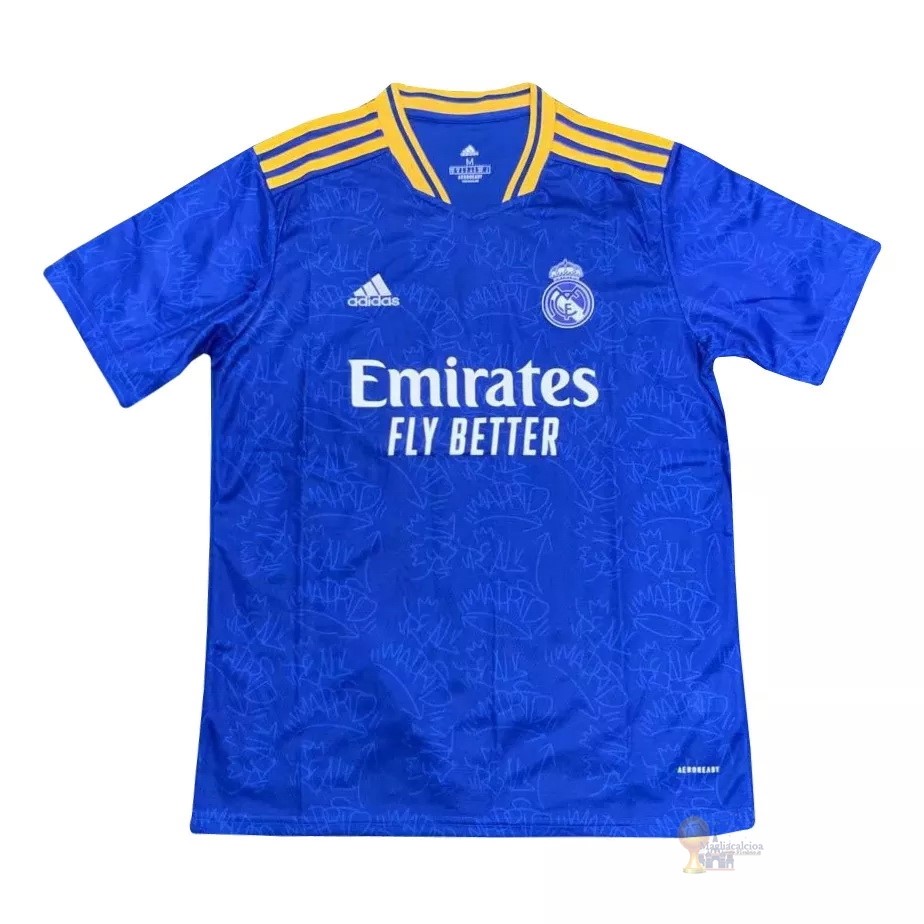 Calcio Maglie Formazione Real Madrid 2021 2022 Blu Giallo