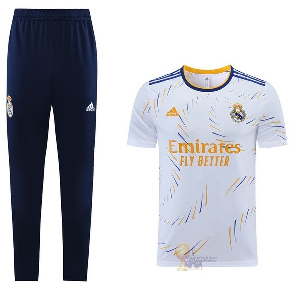 Calcio Maglie Formazione Set Completo Real Madrid 2021 2022 Bianco Blu