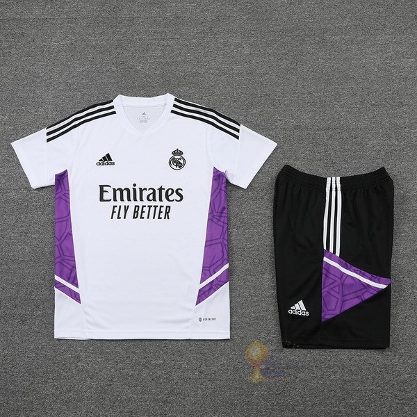Calcio Maglie Formazione Set Completo Real Madrid 2022 2023 Bianco II Purpureo Nero