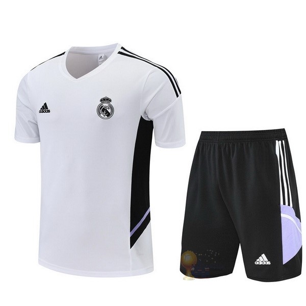 Calcio Maglie Formazione Set Completo Real Madrid 2022 2023 Bianco I Purpureo Nero