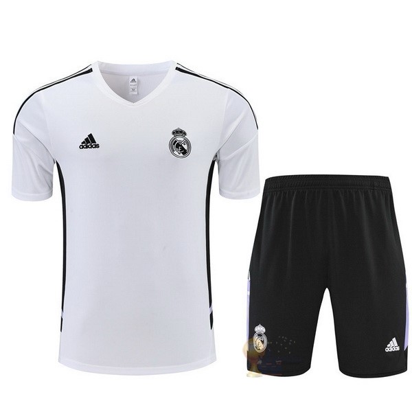 Calcio Maglie Formazione Set Completo Real Madrid 2022 2023 Bianco I Purpureo Nero