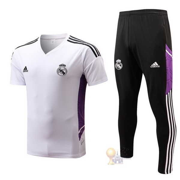 Calcio Maglie Formazione Set Completo Real Madrid 2022 2023 Bianco Nero Purpureo