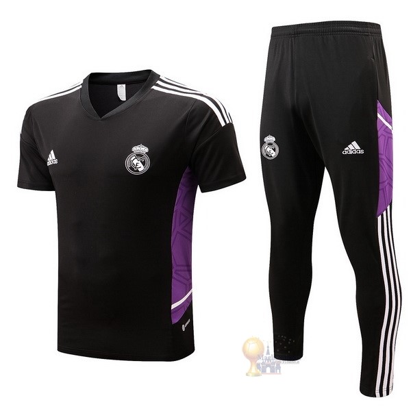 Calcio Maglie Formazione Set Completo Real Madrid 2022 2023 Nero Purpureo Bianco