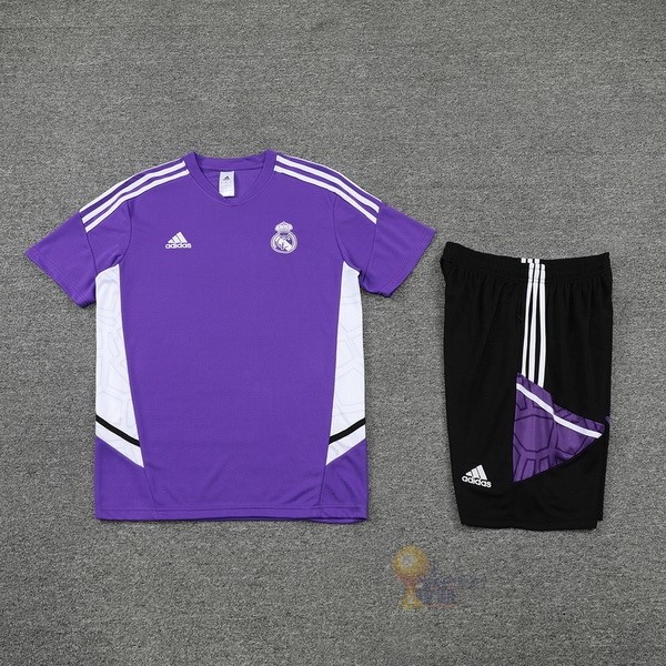 Calcio Maglie Formazione Set Completo Real Madrid 2022 2023 Purpureo Nero Bianco