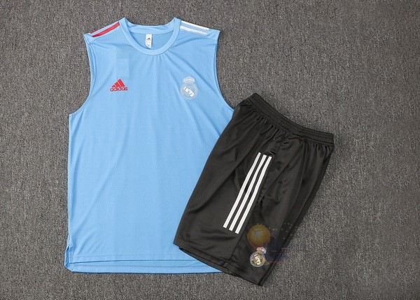 Calcio Maglie Formazione Sin Mangas Set Completo Real Madrid 2021 2022 Blu Grigio