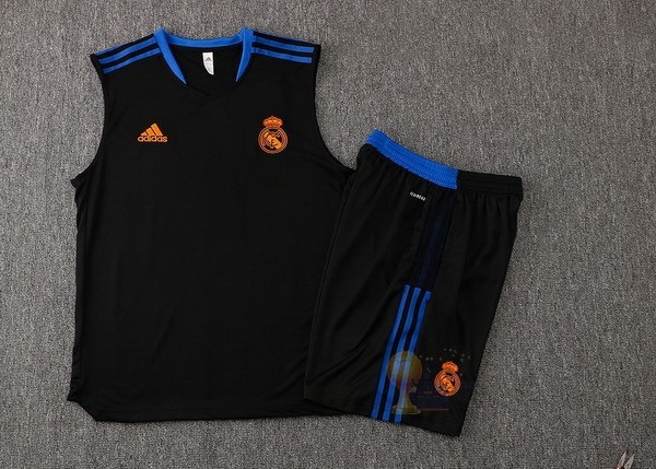 Calcio Maglie Formazione Sin Mangas Set Completo Real Madrid 2021 2022 Nero Blu