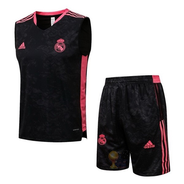 Calcio Maglie Formazione Sin Mangas Set Completo Real Madrid 2021 2022 Nero Rosa