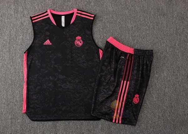 Calcio Maglie Formazione Sin Mangas Set Completo Real Madrid 2021 2022 Nero Rosa