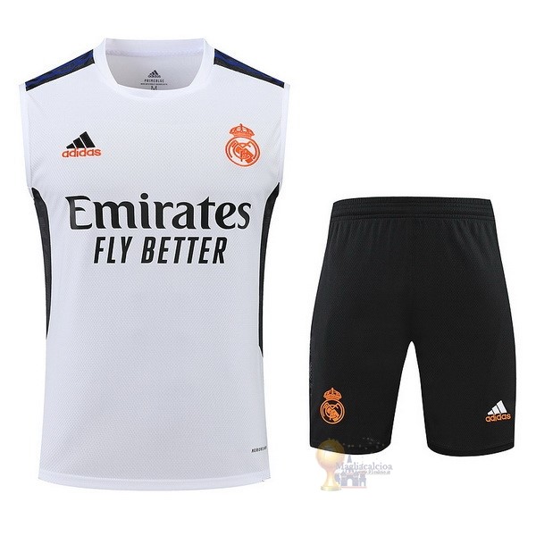 Calcio Maglie Formazione Sin Mangas Set Completo Real Madrid 2022 2023 Bianco Nero