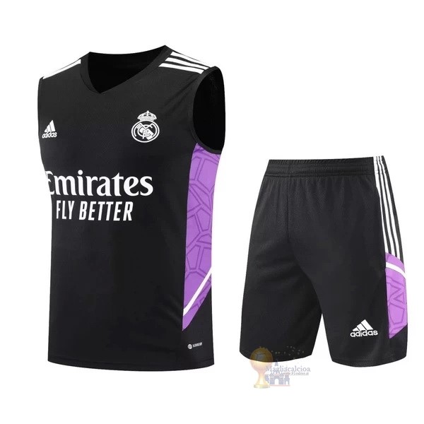 Calcio Maglie Formazione Sin Mangas Set Completo Real Madrid 2022 2023 Nero Purpureo