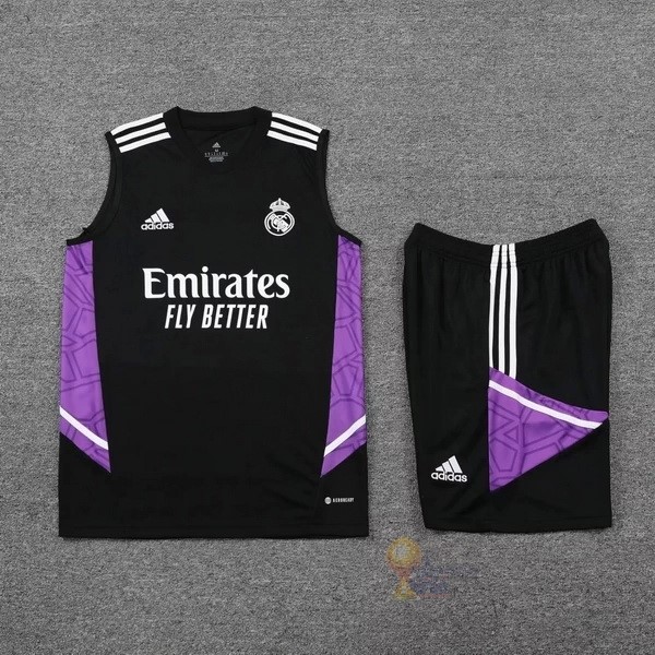 Calcio Maglie Formazione Sin Mangas Set Completo Real Madrid 2022 2023 Nero Purpureo