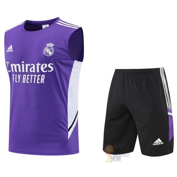 Calcio Maglie Formazione Sin Mangas Set Completo Real Madrid 2022 2023 Purpureo Nero Bianco