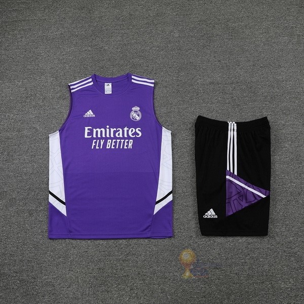 Calcio Maglie Formazione Sin Mangas Set Completo Real Madrid 2022 2023 Purpureo Nero Bianco