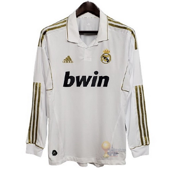 Calcio Maglie Home Maglia Manica lunga Real Madrid Stile rétro 2011 2012 Bianco