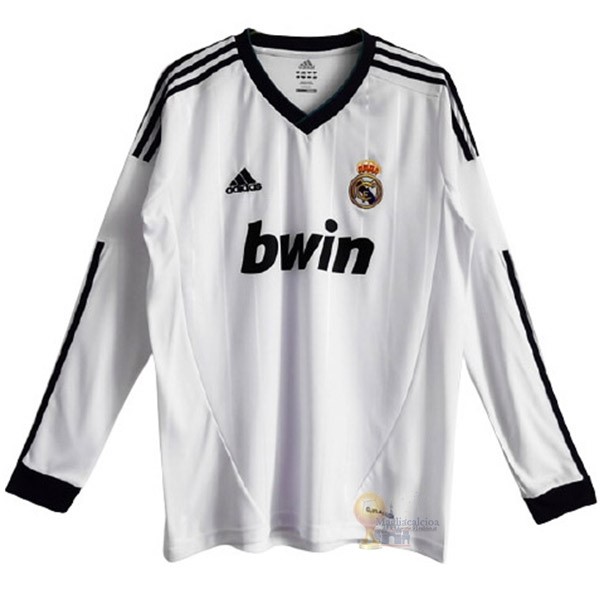 Calcio Maglie Home Maglia Manica lunga Real Madrid Stile rétro 2012 2013 Bianco