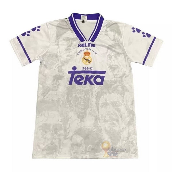 Calcio Maglie Home Maglia Real Madrid Stile rétro 1996 1997 Bianco