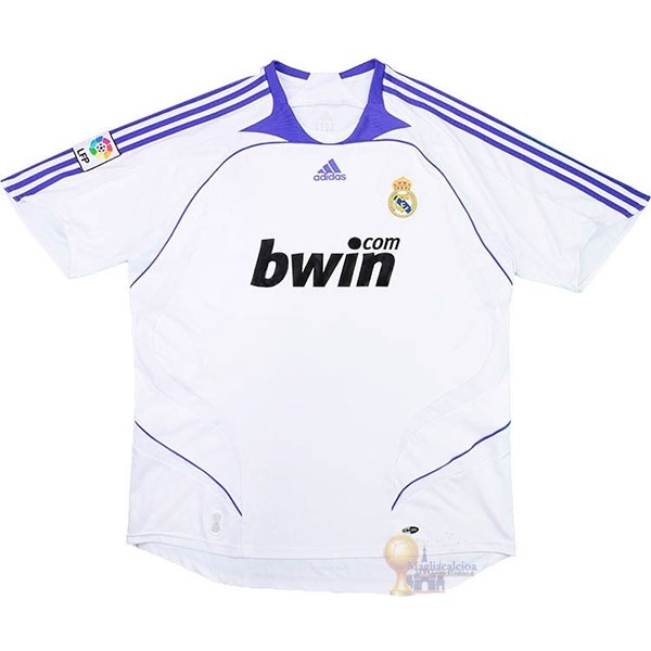 Calcio Maglie Home Maglia Real Madrid Stile rétro 2007 2008 Bianco