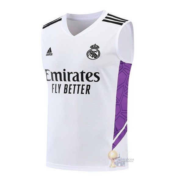 Calcio Maglie Maglia Sin Mangas Real Madrid 2022 2023 Bianco Nero Purpureo