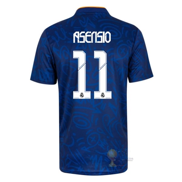 Calcio Maglie NO.11 Asensio Away Maglia Real Madrid 2021 2022 Blu