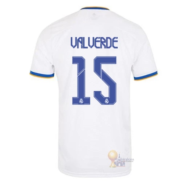 Calcio Maglie NO.15 Valverde Home Maglia Real Madrid 2021 2022 Bianco