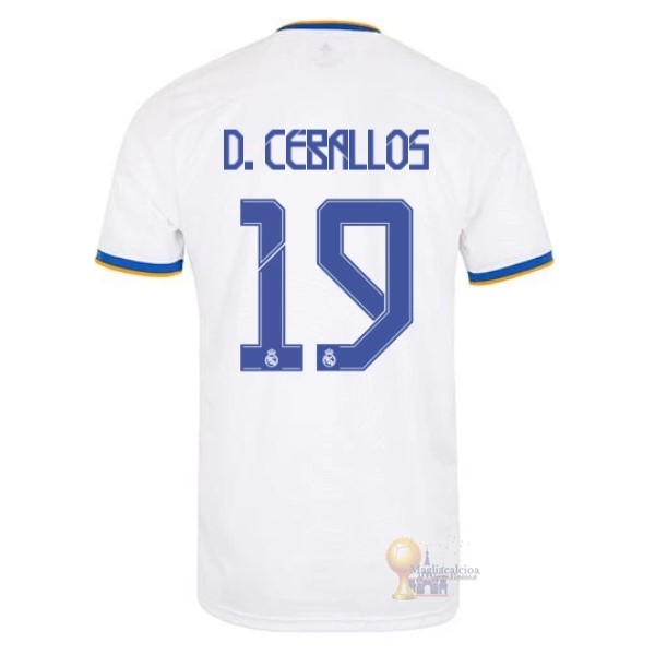 Calcio Maglie NO.19 D.Ceballos Home Maglia Real Madrid 2021 2022 Bianco