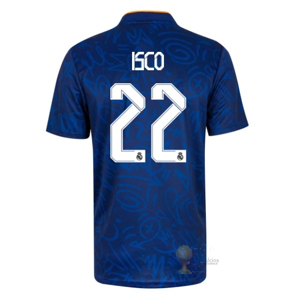 Calcio Maglie NO.22 Isco Away Maglia Real Madrid 2021 2022 Blu